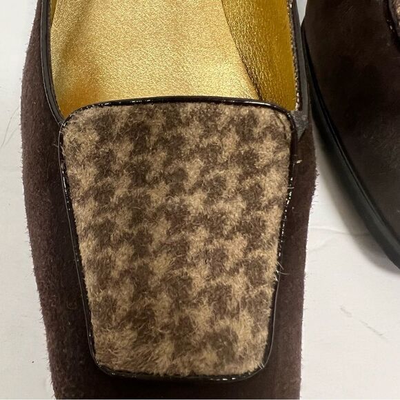Arthur Beren brown suede loafers with houndstooth front Sz 8.5 N - Picture 5 of 7